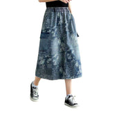 Falda vaquera con estampado floral cargo